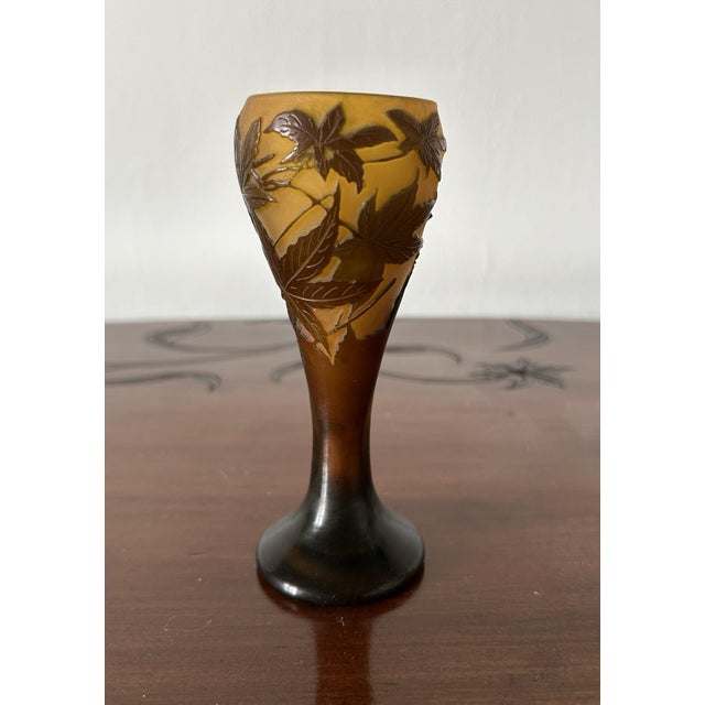 Glass Art Nouveau Maple Leaf Cameo Glass Vase from Emile Gallé, 1900s For Sale - Image 7 of 9