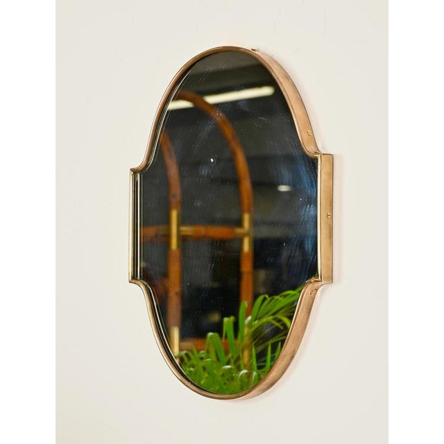 Metal Small Vintage Italian Brass Shield-Shaped Mirror by Gio Ponti, 1950s For Sale - Image 7 of 10