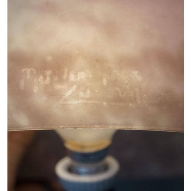 1920s Muller Freres French Art Deco Mushroom Table Lamp 1920s - Purple Pink Glass & Iron For Sale - Image 5 of 6
