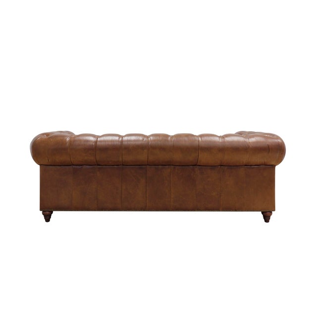 2020s Pasargad Home Paris Club Genuine Leather Chesterfield Sofa, Brown For Sale - Image 5 of 11