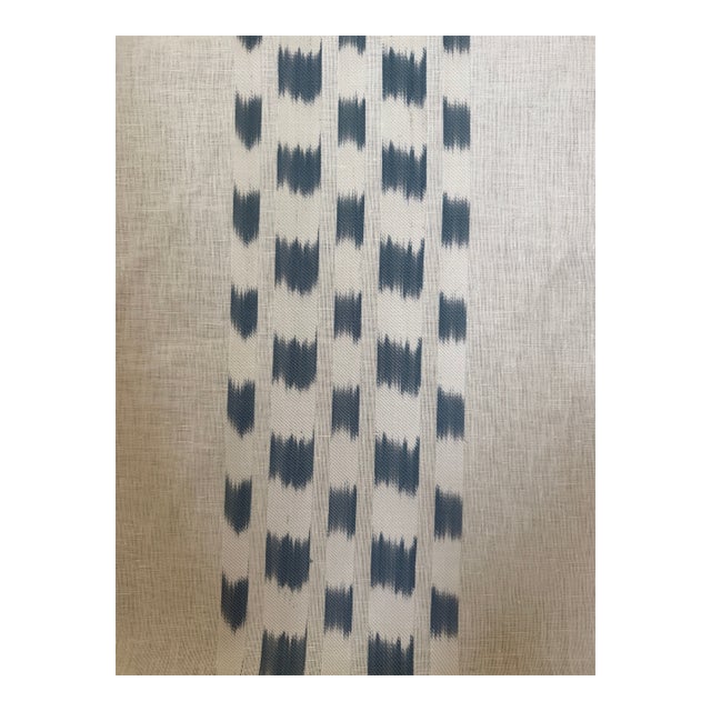 Schumacher Izmir Ikat Stripe Sky Fabric 69472 Caravanne Collection 1 1/2 Yards For Sale