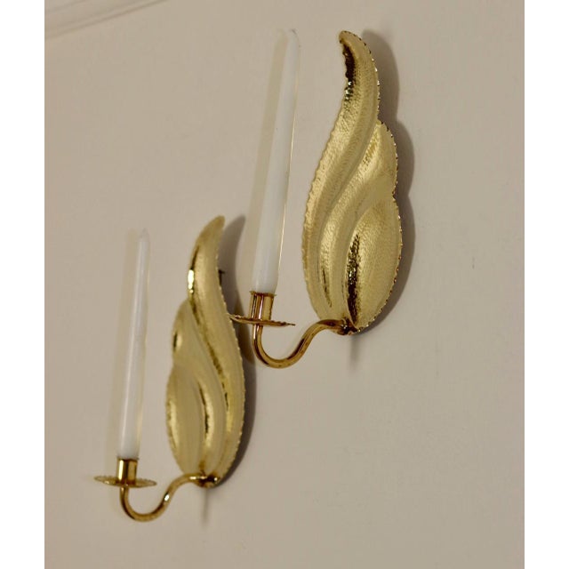 Mid-Century Modern Swedish Brass Sconces by L. Andersson Fågelmara, Set of 2 For Sale - Image 10 of 11