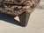 Vintage Square Damask Ottoman With Hand-Painted Faceted Feet & Nailhead Trim For Sale - Image 9 of 11