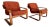 1970s Mid Century Westnofa Norway Cantilevered Bentwood and Orange Wool Lounge Chair Pair For Sale