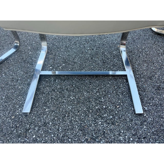 White Mid 20th Century White Leather Executive Flat Arm Chairs - Set of 8 For Sale - Image 8 of 11