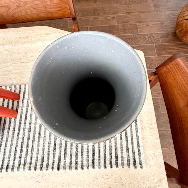 Mid-Century Modern West German Pottery Textured 16” Floor Vase Mid Century Vintage MCM Marked Herta For Sale - Image 3 of 6
