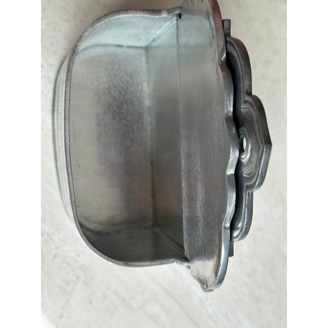 Early 20th Century Antique French Pewter Wall Mounted Salt Box With Hinged Lid For Sale - Image 5 of 7