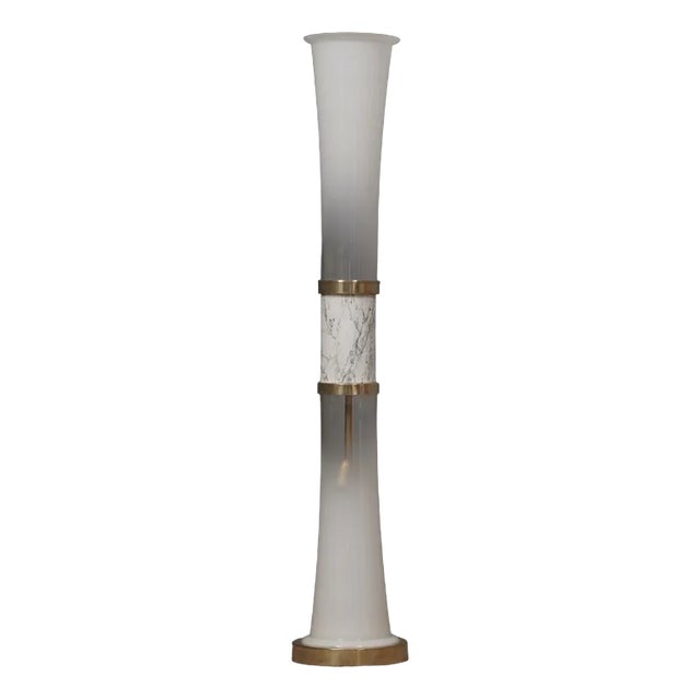 Murano Glass and Carrara Marble White Floor Lamp, 1970 For Sale