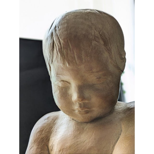 Brown Early 20th Century Sculpture of Child by Albert Maques in Terra Cotta For Sale - Image 8 of 9