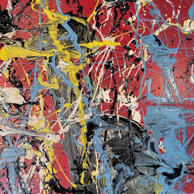 Purvis Young After Jackson Pollack by Purvis Young, Large Mid Century Modern, Signed, 53x25x.38 In. For Sale - Image 4 of 6