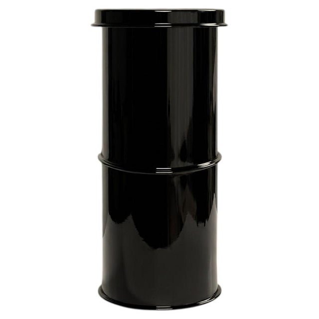 Rl 08 Cylindrical Pedestal in Licorice Glossy Varnished Aluminum by Caspal For Sale - Image 11 of 11