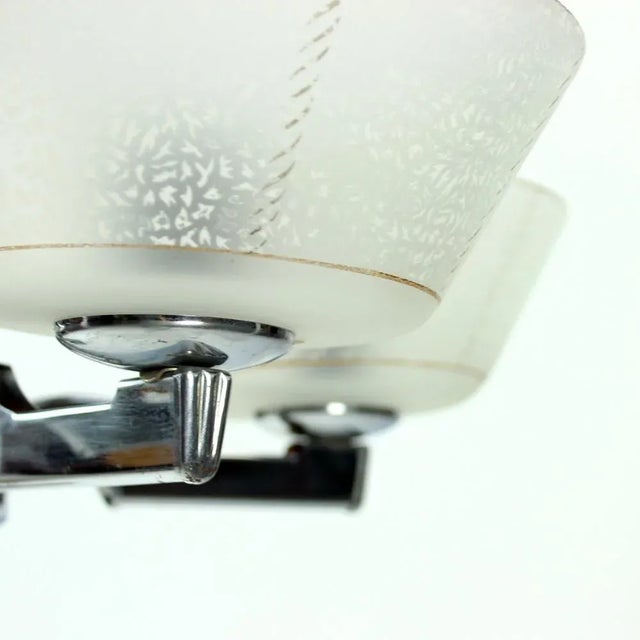 Silver Art Deco Chrome Ceiling Lamp, 1940s For Sale - Image 8 of 11