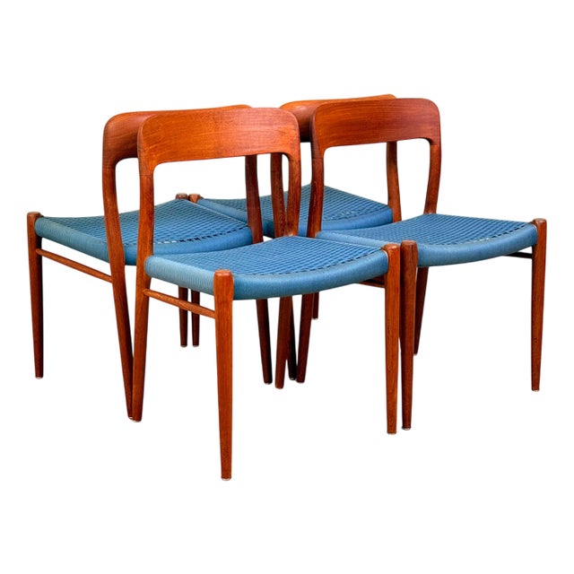 Danish Model 75 Dining Chairs in Teak by Niels O. Moller for J.L. Møllers, 1950s, Set of 4 For Sale