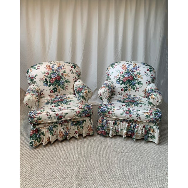 1980s Floral Bouquet Chintz Chairs and Ottoman - Set of 3 | Chairish