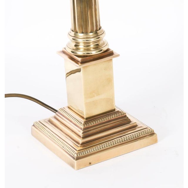 Metal Vintage Bronze Corinthian Column Table Lamps, Set of 2 For Sale - Image 7 of 15