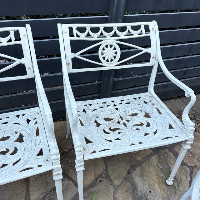 Vintage Molla Metal Garden Dolphin Arm Chairs, 4 Pieces, Attributed For Sale - Image 9 of 12