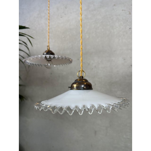 Vintage Opaline Pendant Lights, 1950s, Set of 5 For Sale - Image 13 of 13