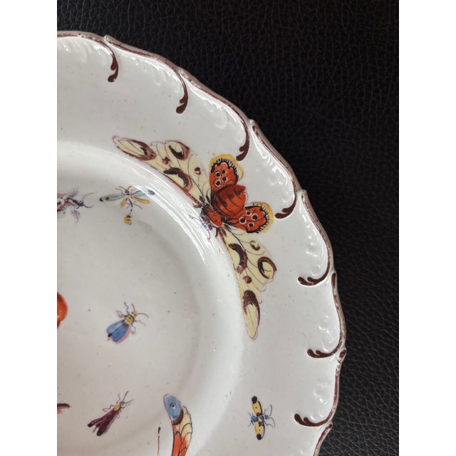 Rococo Chelsea “Hans Sloane Series” Botanical Dessert Plate Depicting Insects Unmarked For Sale - Image 3 of 9