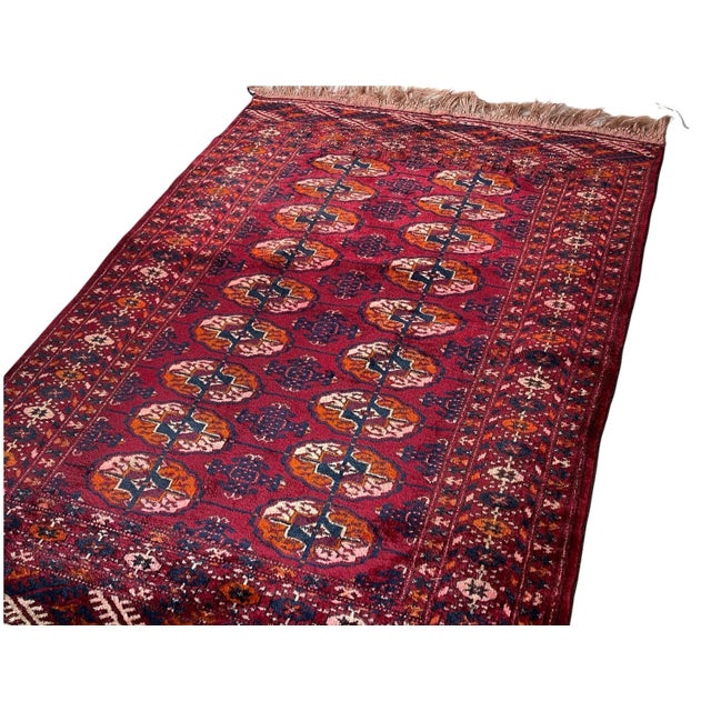 Vintage Turkoman Hand-Knotted Rug For Sale - Image 3 of 11