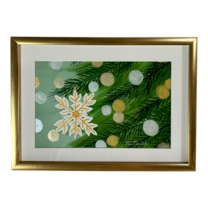 Holiday Evergreen & Snowflake Watercolor Painting