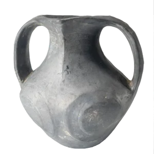 Han Dynasty Chinese Sichuan Black Glazed Amphora Vase