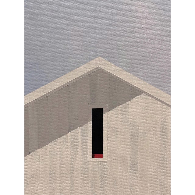 El Guapo by Justin Wheatley | Acrylic on Canvas White Barn With Green Field For Sale - Image 10 of 11