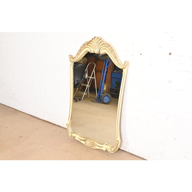 Romweber Romweber French Provincial Louis XV Cream Lacquered Wall Mirror, Circa 1960s For Sale - Image 4 of 9