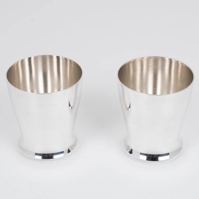 1940s Saint Medard Art Deco Silver Plate Baby Cocktail Shaker and One-shot Glasses - 3 pcs with Case For Sale - Image 13 of 17