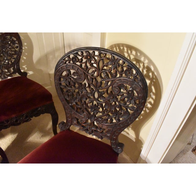 19th Century 19th Century Set of Four Anglo Indian Rosewood Carved Side Chairs For Sale - Image 5 of 5