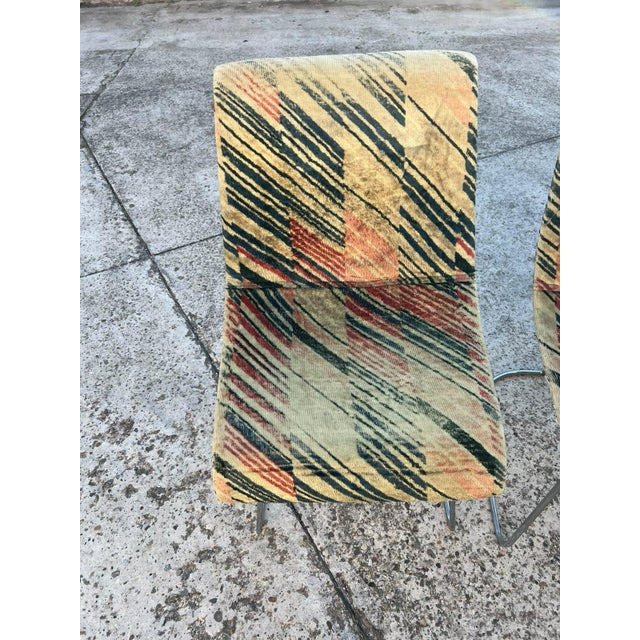 Vintage Chromed Metal Chairs with Geometric Fabric Upholstery, Set of 4 For Sale - Image 9 of 11