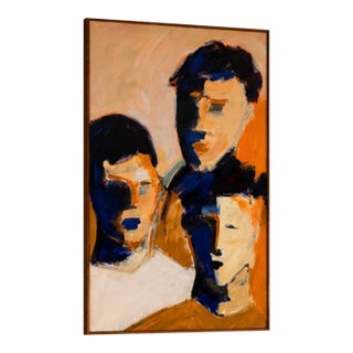 Original Signed Mid Century Modern Framed Oil Painting the Tree Boys Turner 1977 For Sale