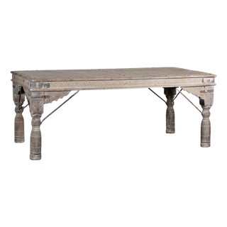 Vintage Indian Bleached Teakwood Dining Table For Sale
