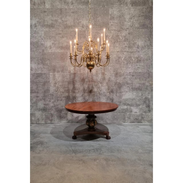 Gold 20th Century Dutch 2-Tiered Brass Chandelier For Sale - Image 8 of 12