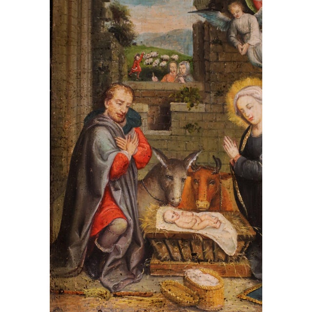 Follower of Gerard David, Nativity Scene, 1600, Oil Painting For Sale - Image 8 of 15