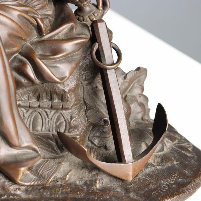 Brown Antique Bronze Figure of Young Woman from Moreau Manufactory, 1900s For Sale - Image 8 of 13