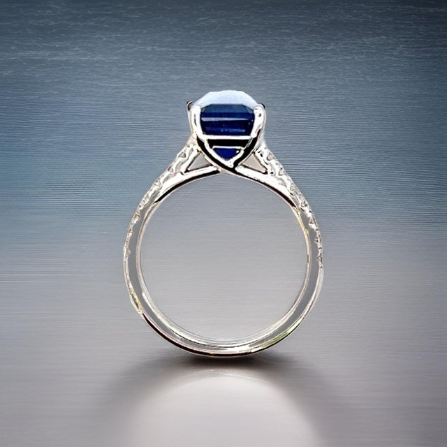 Natural Finely Faceted Quality Sapphire Diamond Ring 6.25 14k W Gold 3.18 TCW Certified $4,950 310543 This is a Unique...