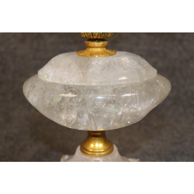 Pair French Louis XV Style Bronze Ormolu & Rock Crystal Lamps For Sale - Image 11 of 14