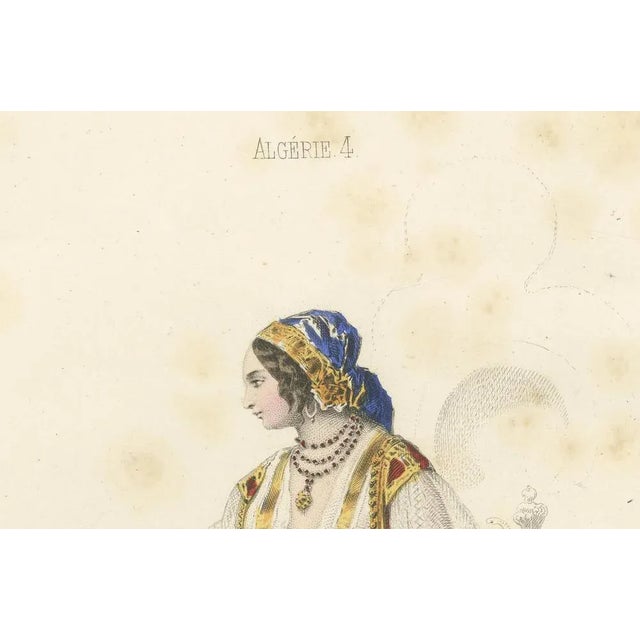 Paper Compte-Calix, Algerian Woman's Costume, Hand-Colored Lithograph, 1853 For Sale - Image 7 of 10