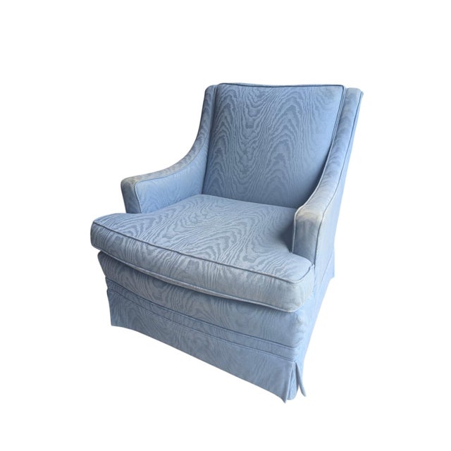Vintage Custom Upholstered Blue Club Chair- A Pair For Sale - Image 16 of 18