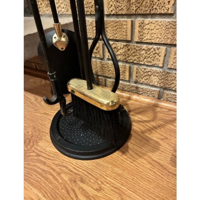 Metal MCM Brass Duck Head Fireplace Tool Set Vintage Mallard Tools + Stand For Sale - Image 7 of 8
