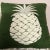 Lovely green and white embroidered square pillow with pineapple motif on front. Tassel trim around the pillow. Zipper...