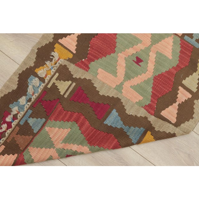 1980s Tribal Brown Handmade Kilim For Sale - Image 10 of 13