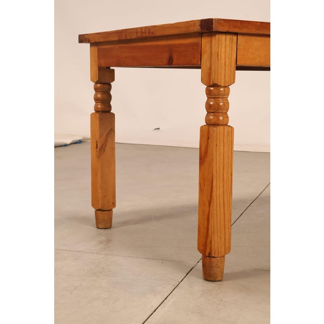 Wood Mexican Pine Vintage Rustic One Drawer Writing or Dining Table For Sale - Image 7 of 18