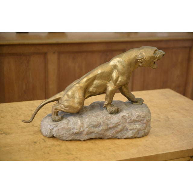 Gold Thomas Cartier, Bronze Panther on a Stone Base, 1900, Bronze For Sale - Image 8 of 11