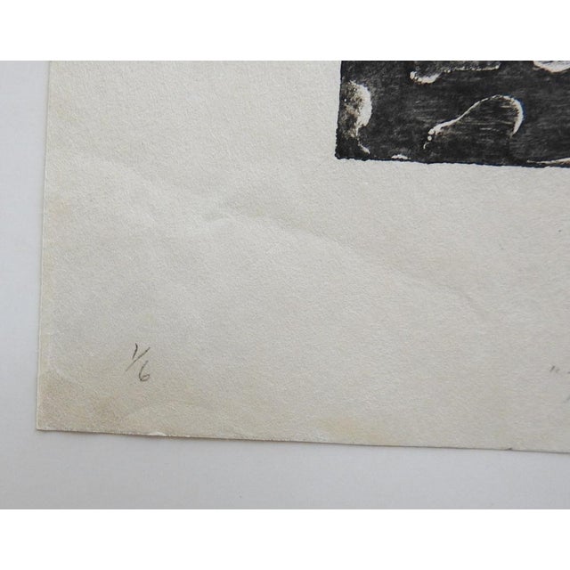 Mid-Century Modern Mid 20th Century Black and White Abstract Block Print For Sale - Image 3 of 5