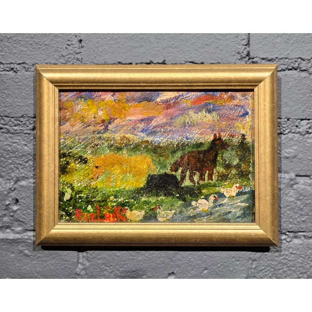 American David Burliuk (1882-1967) Farm Scene at Twilight -Oil Painting For Sale - Image 3 of 11