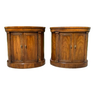 Pair of Mid-Century Walnut Oval Side Tables by Drexel For Sale
