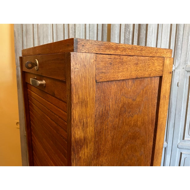 Brown Vintage Roller Shutter Cabinet Filling or Music Cabinet, France, 1960s For Sale - Image 8 of 15