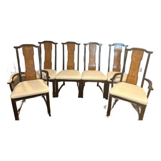 1970s Broyhill Chinoiserie Ming Vintage Dining Chairs – Matching Set of 6 For Sale