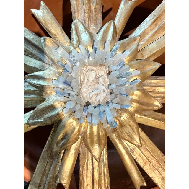 Early 21st Century Vintage Baroque Style Gilt Wood Putti Aura Wall Sculpture For Sale - Image 5 of 7